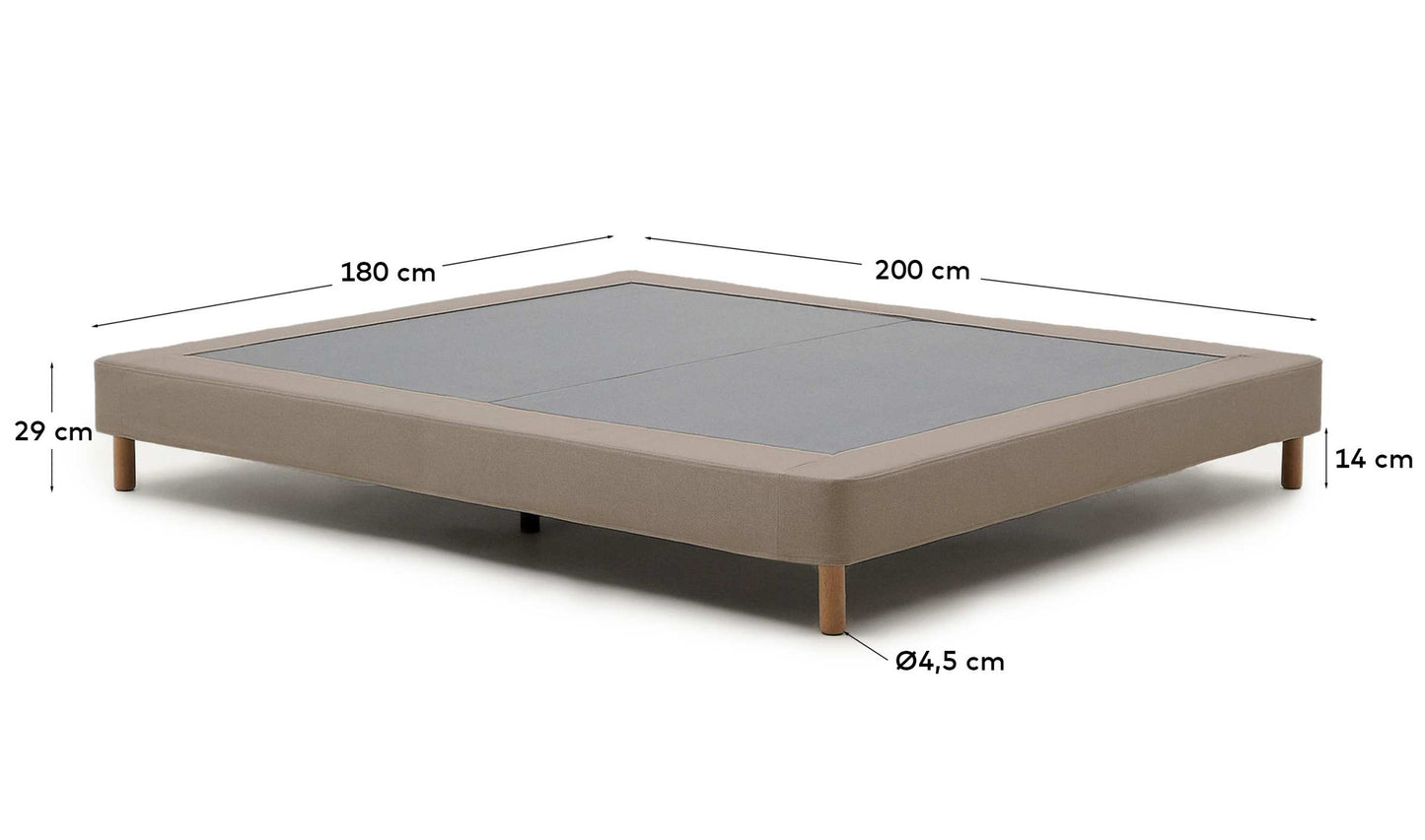 Base sfoderabile Ofelia marrone con gambe in legno massiccio di faggio per materasso da 180 x 200 cm