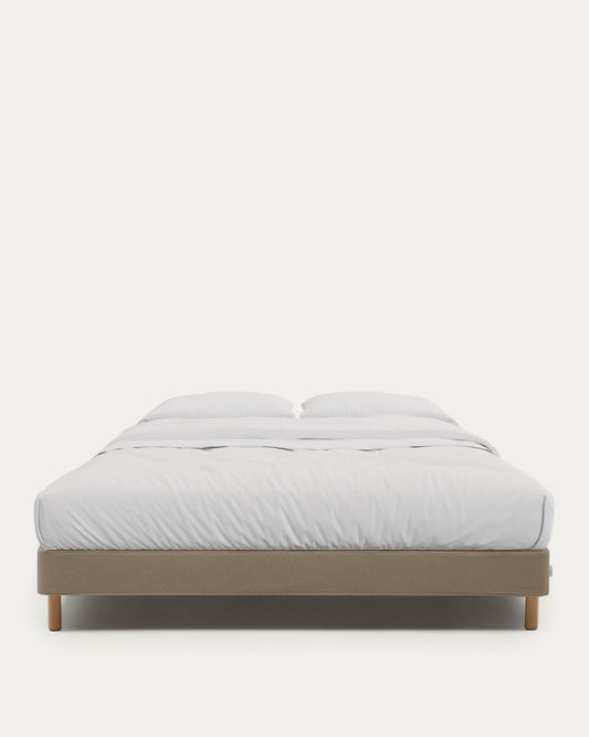 Base sfoderabile Ofelia marrone con gambe in legno massiccio di faggio per materasso da 180 x 200 cm