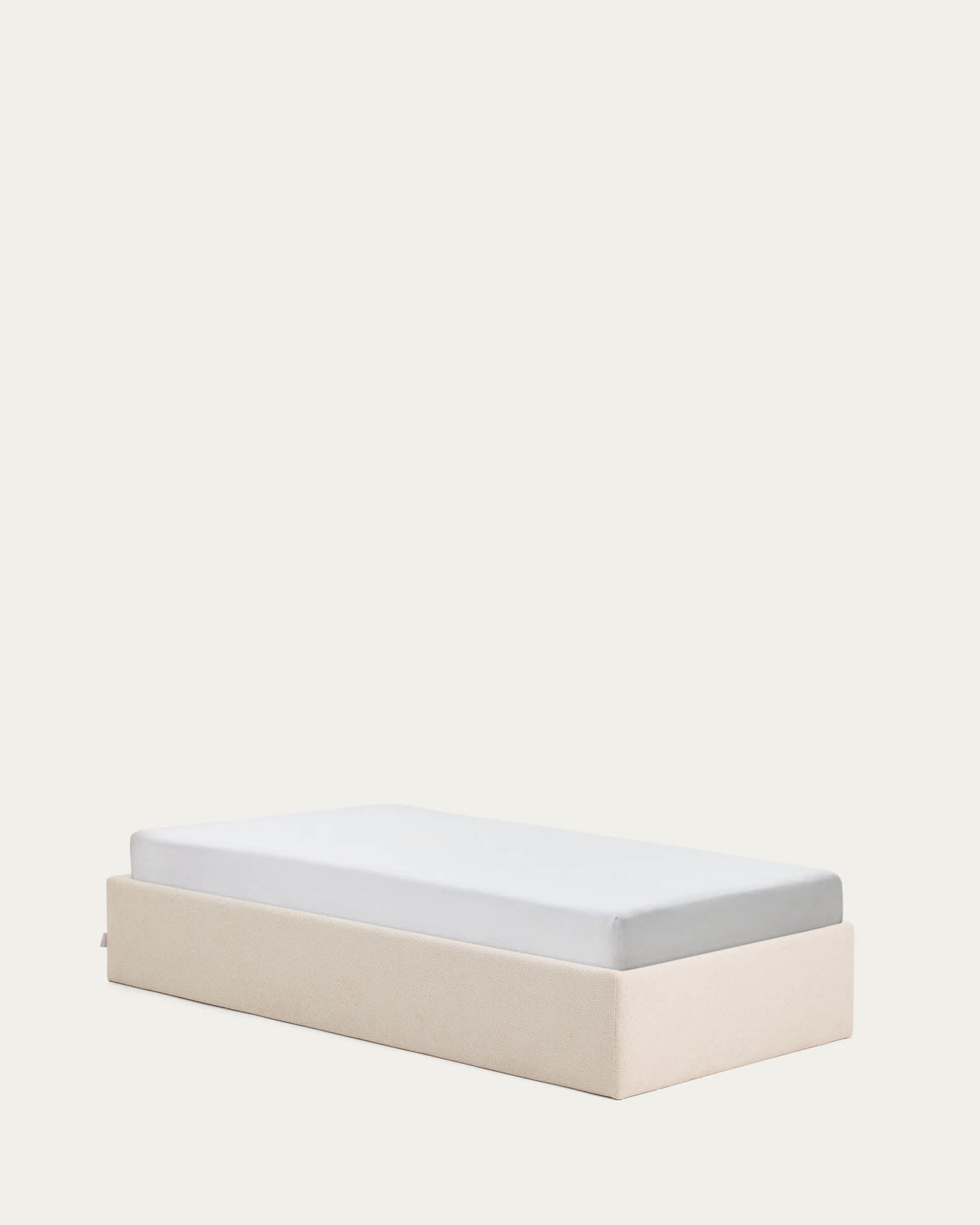Letto contenitore sfoderabile Nelzi in ciniglia écru per materasso da 90 x 200 cm FSC 100%