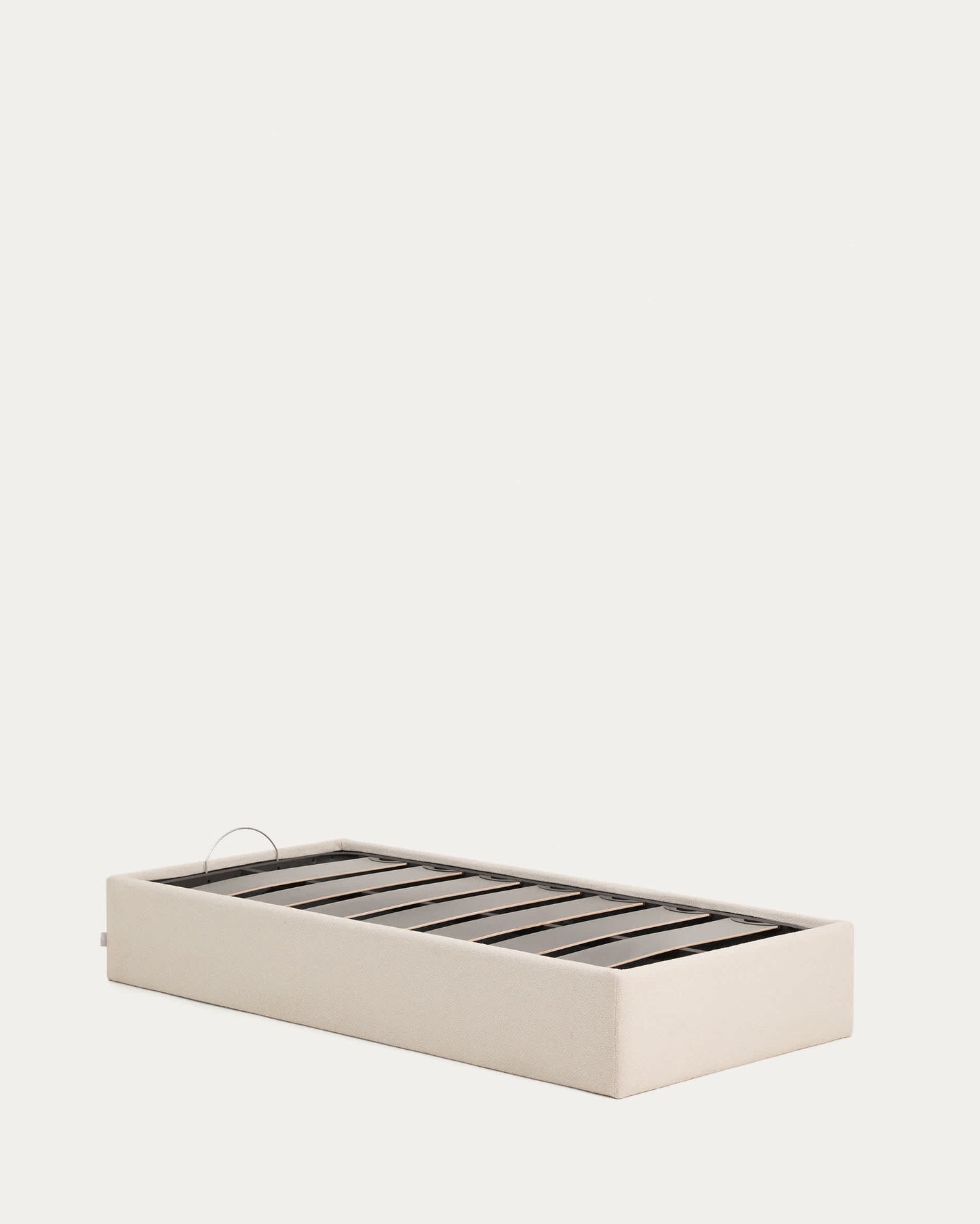 Letto contenitore sfoderabile Nelzi in ciniglia écru per materasso da 90 x 200 cm FSC 100%