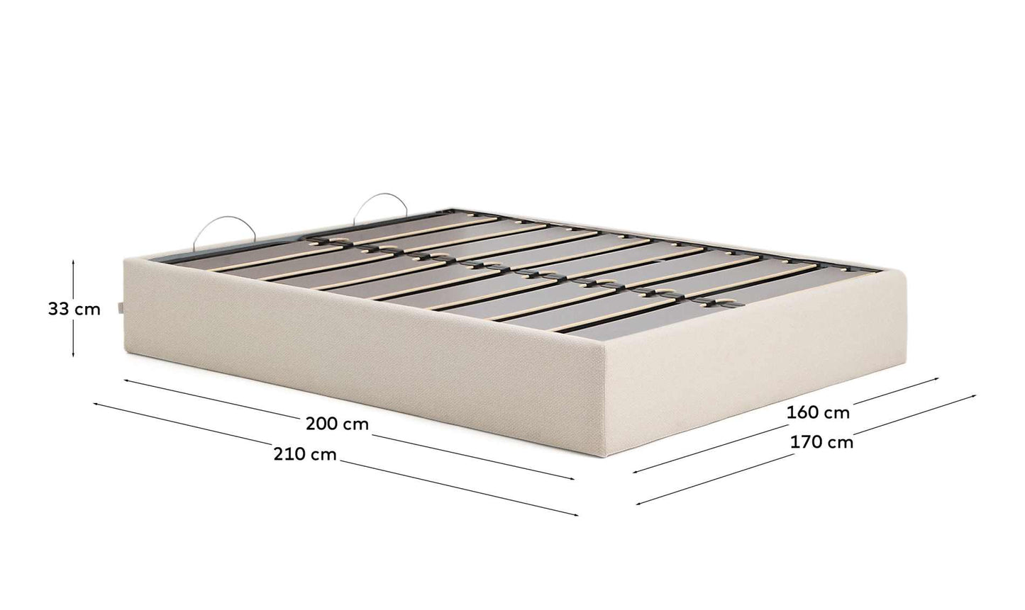 Letto contenitore sfoderabile Nelzi in ciniglia écru