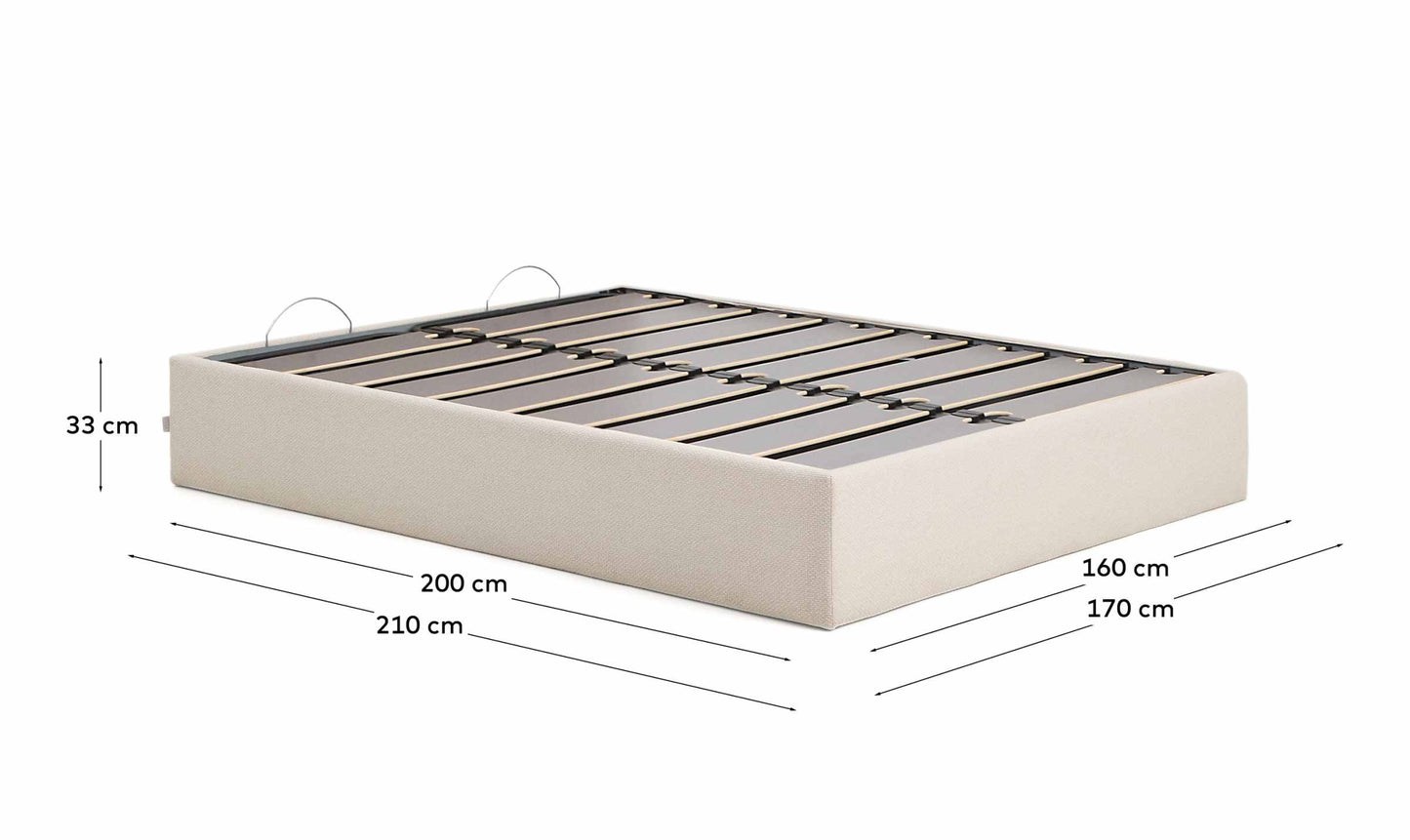Letto contenitore sfoderabile Nelzi in ciniglia écru per materasso da 160 x 200 cm FSC 100%