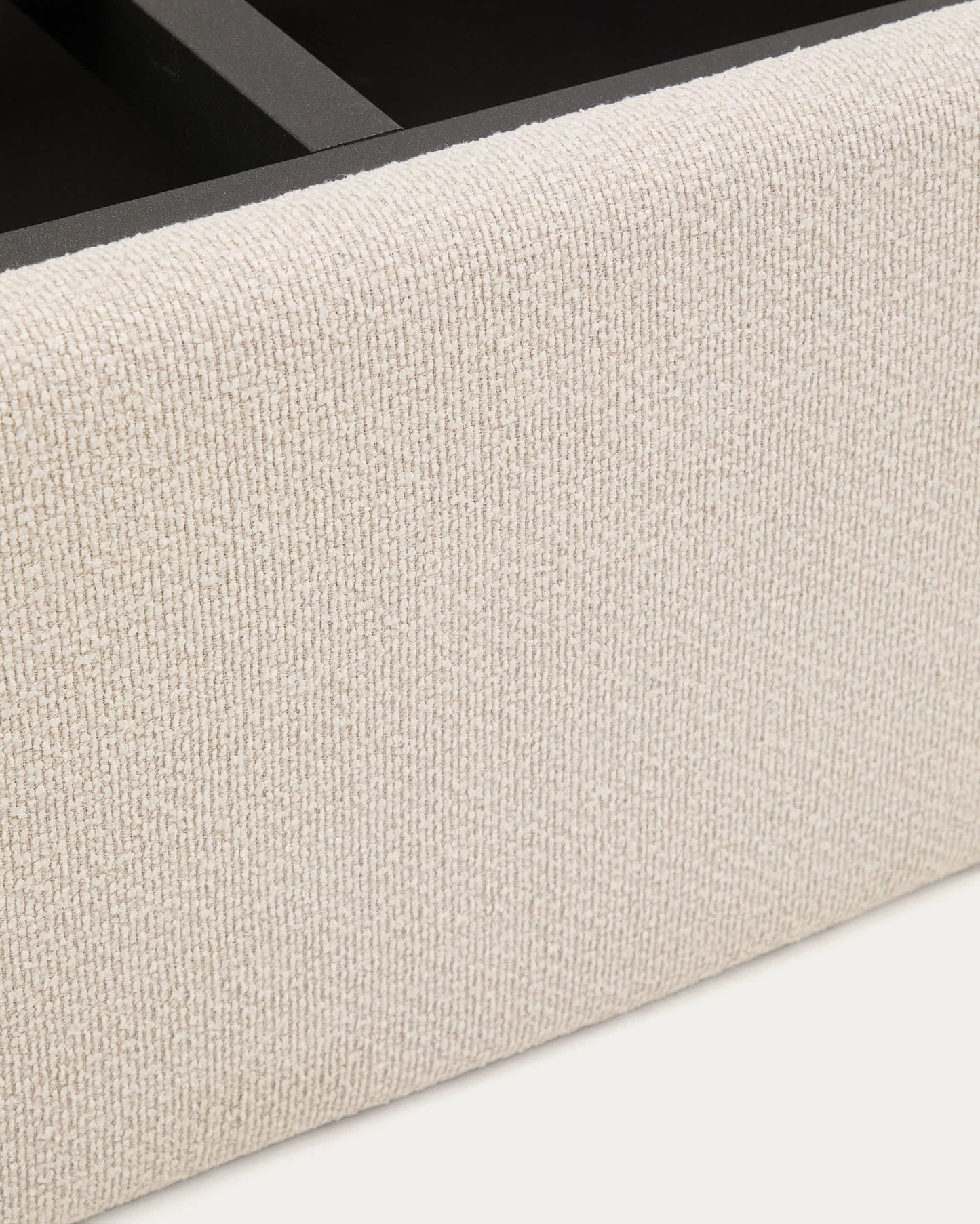Letto contenitore sfoderabile Nelzi in ciniglia écru per materasso da 160 x 200 cm FSC 100%