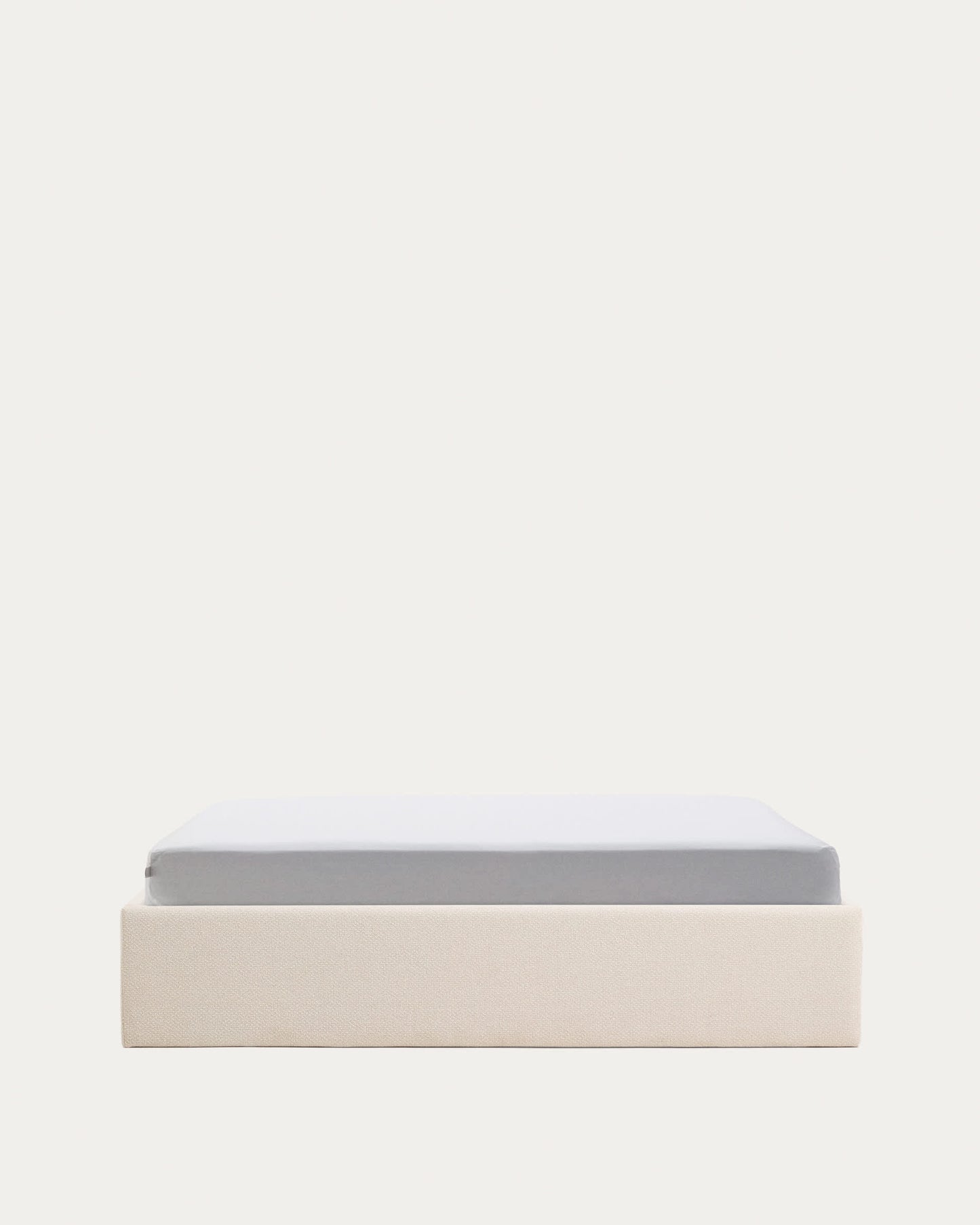 Letto contenitore sfoderabile Nelzi in ciniglia écru per materasso da 160 x 200 cm FSC 100%