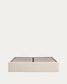 Letto contenitore sfoderabile Nelzi in ciniglia écru per materasso da 160 x 200 cm FSC 100%