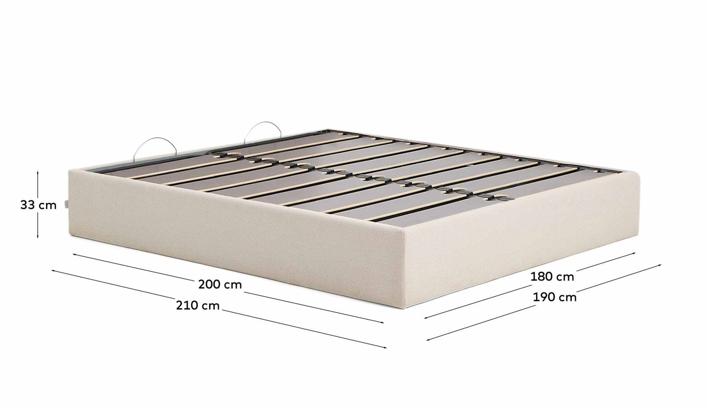 Letto contenitore sfoderabile Nelzi in ciniglia écru per materasso da 180 x 200 cm FSC 100%
