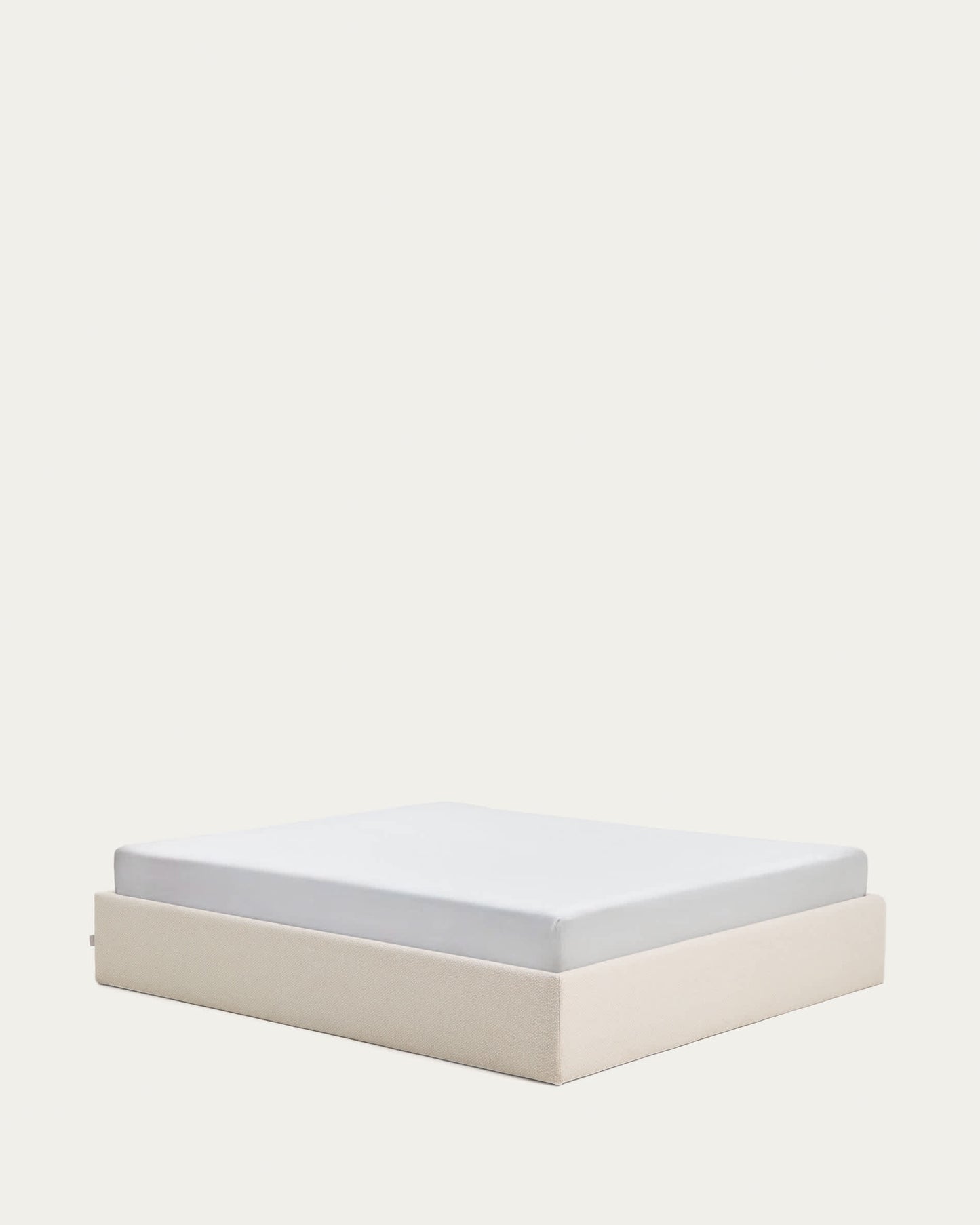 Letto contenitore sfoderabile Nelzi in ciniglia écru per materasso da 180 x 200 cm FSC 100%