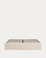 Letto contenitore sfoderabile Nelzi in ciniglia écru per materasso da 180 x 200 cm FSC 100%