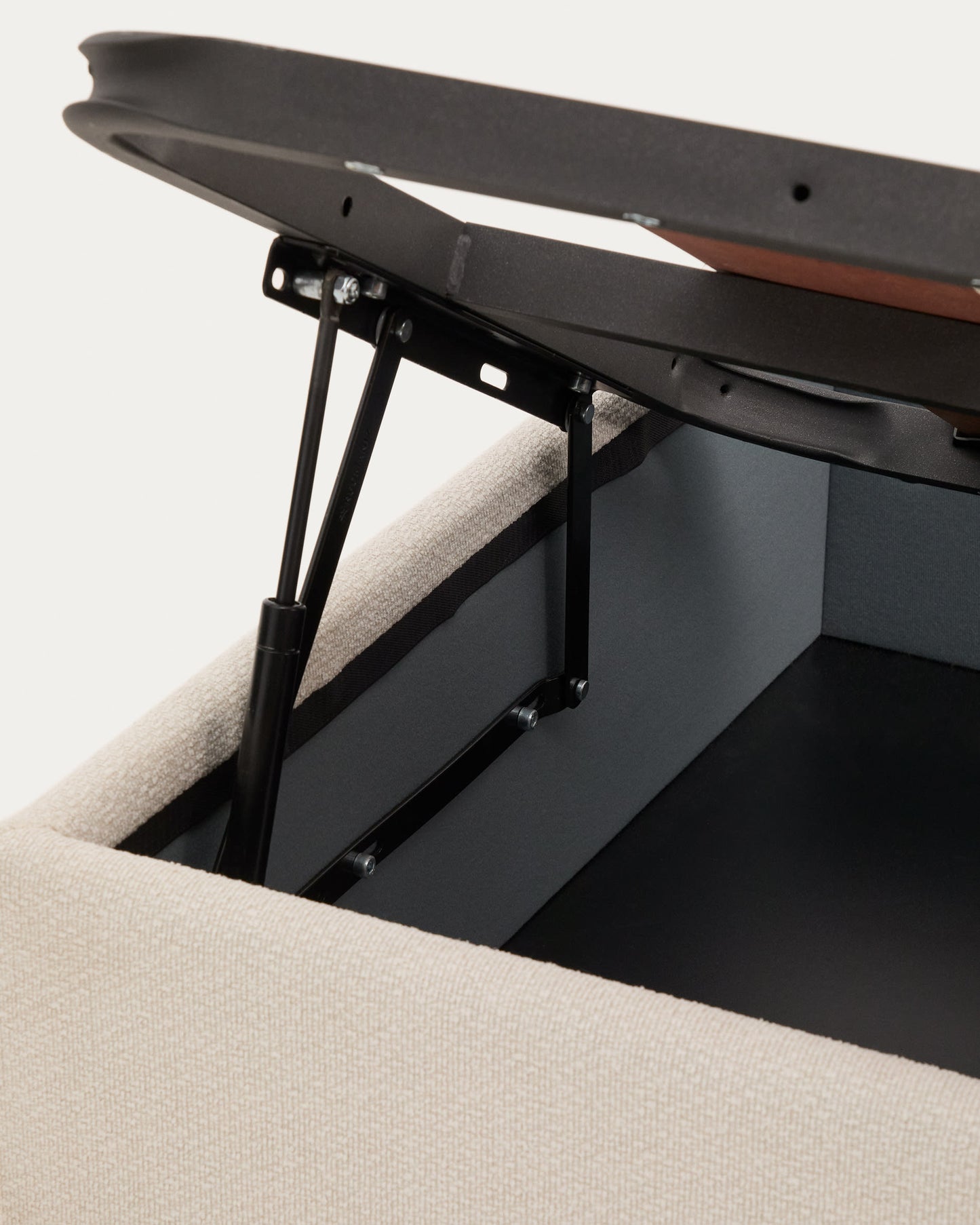 Letto contenitore sfoderabile con apertura laterale Nelzi in ciniglia écru per materasso da 90 x 200 cm