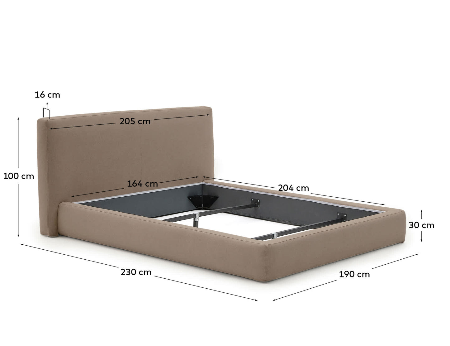 Letto sfoderabile Blok marrone per materasso da 160 x 200 cm FSC Mix Credit