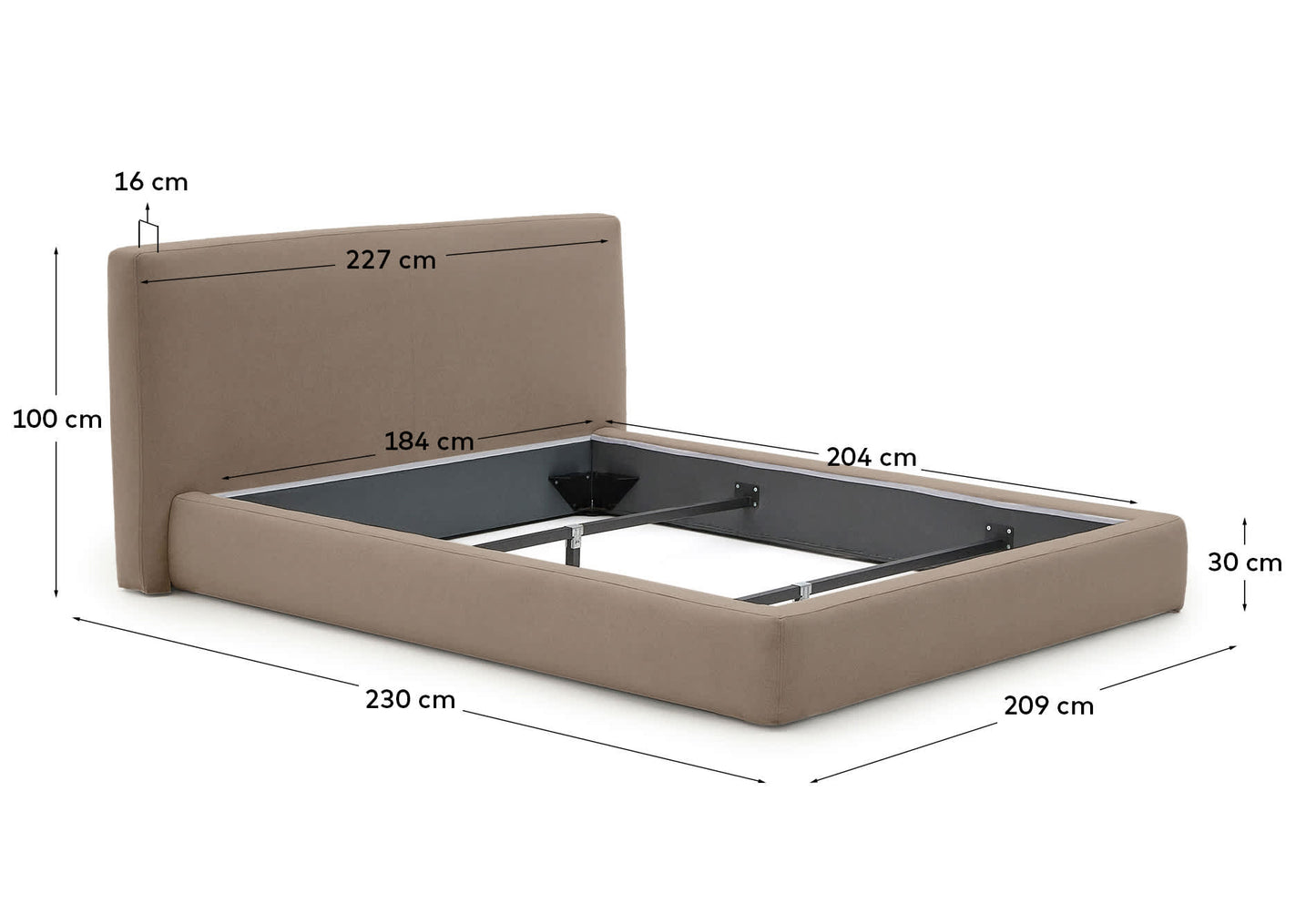 Letto sfoderabile Blok marrone per materasso da 180 x 200 cm FSC Mix Credit