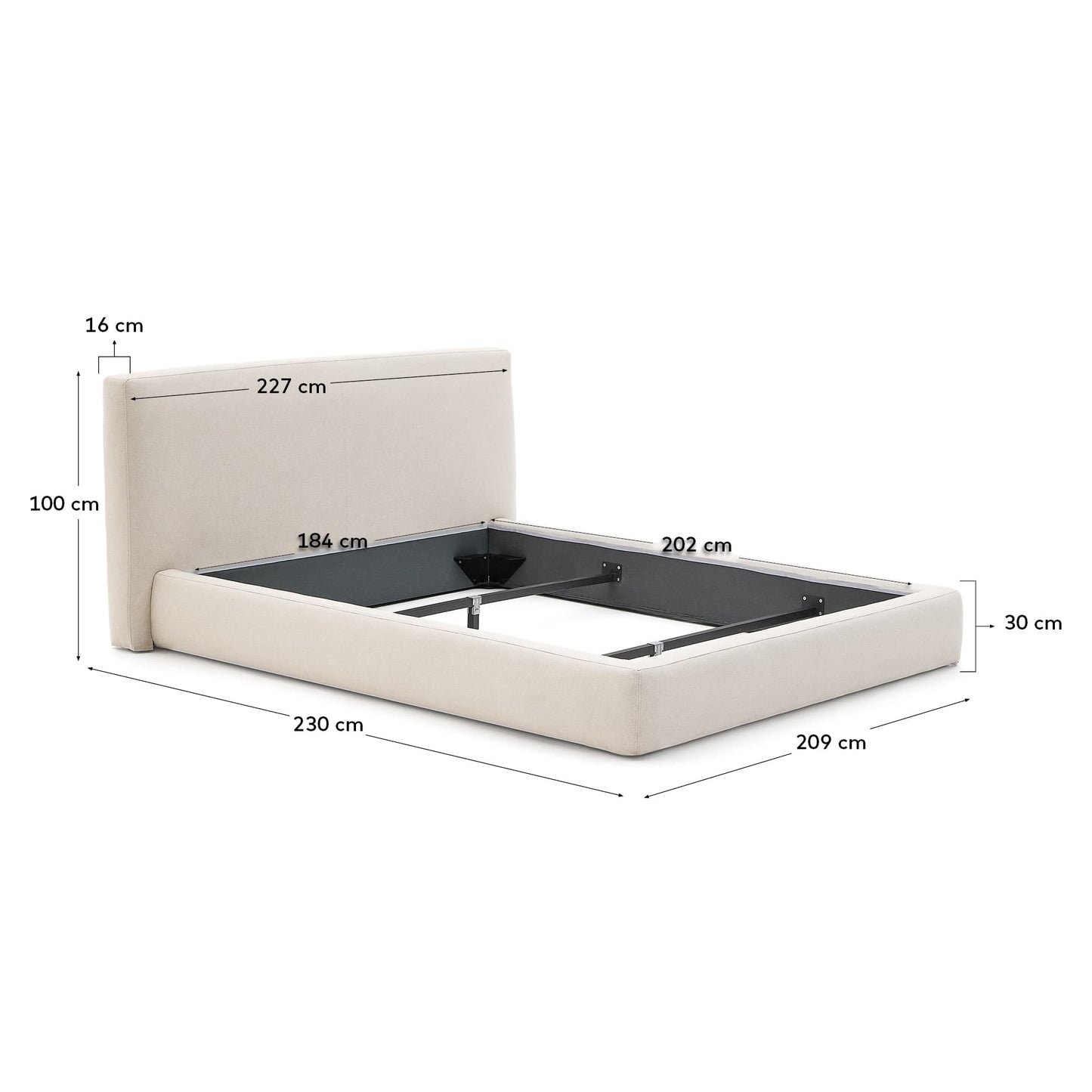 Letto sfoderabile Block beige per materasso 180 x 200 cm