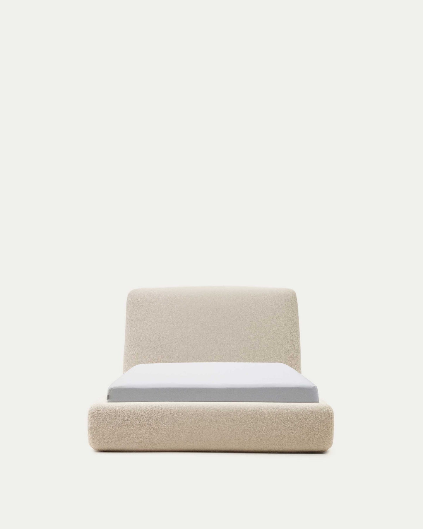 Letto sfoderabile Martina in tessuto bouclé écru per materasso da 90 x 200 cm