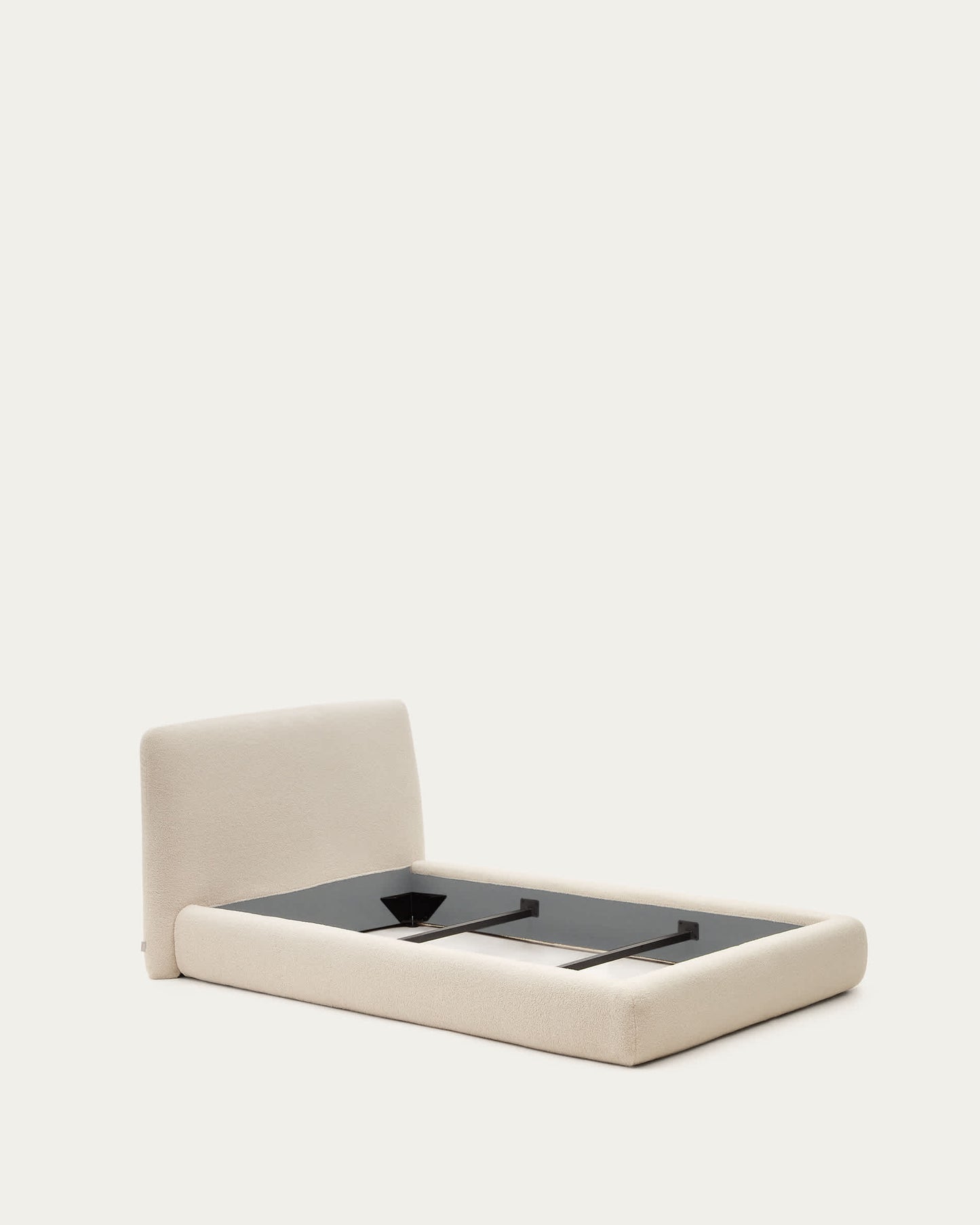 Letto sfoderabile Martina in tessuto bouclé écru per materasso da 90 x 200 cm