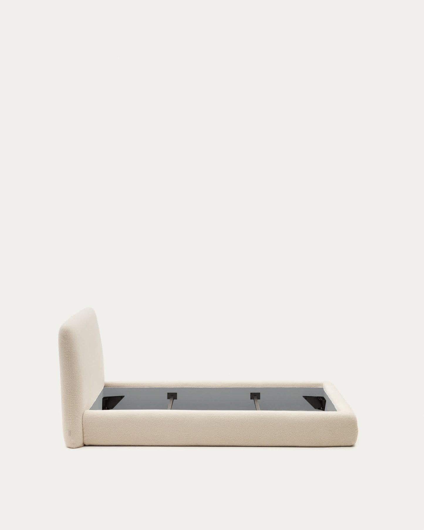 Letto sfoderabile Martina in tessuto bouclé écru per materasso da 90 x 200 cm