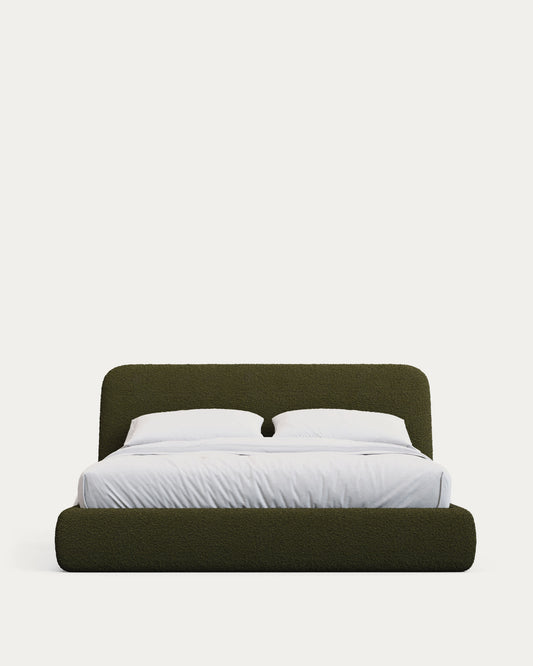 Letto sfoderabile Martina in montone sintetico verde scuro per materasso da 160 x 200 cm FSC Mix Credit