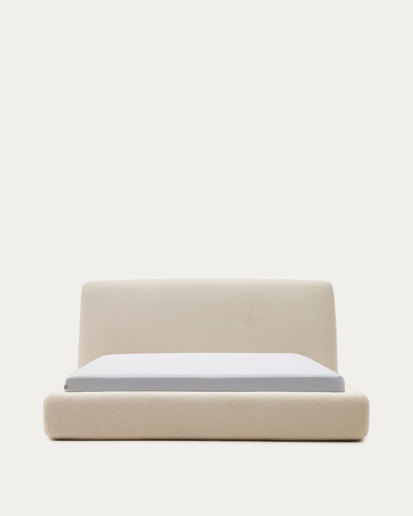 Letto sfoderabile Martina in tessuto bouclé écru per materasso da 160 x 200 cm