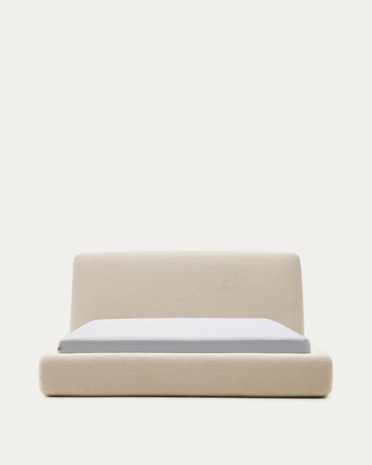 Letto sfoderabile Martina in tessuto bouclé écru per materasso da 160 x 200 cm