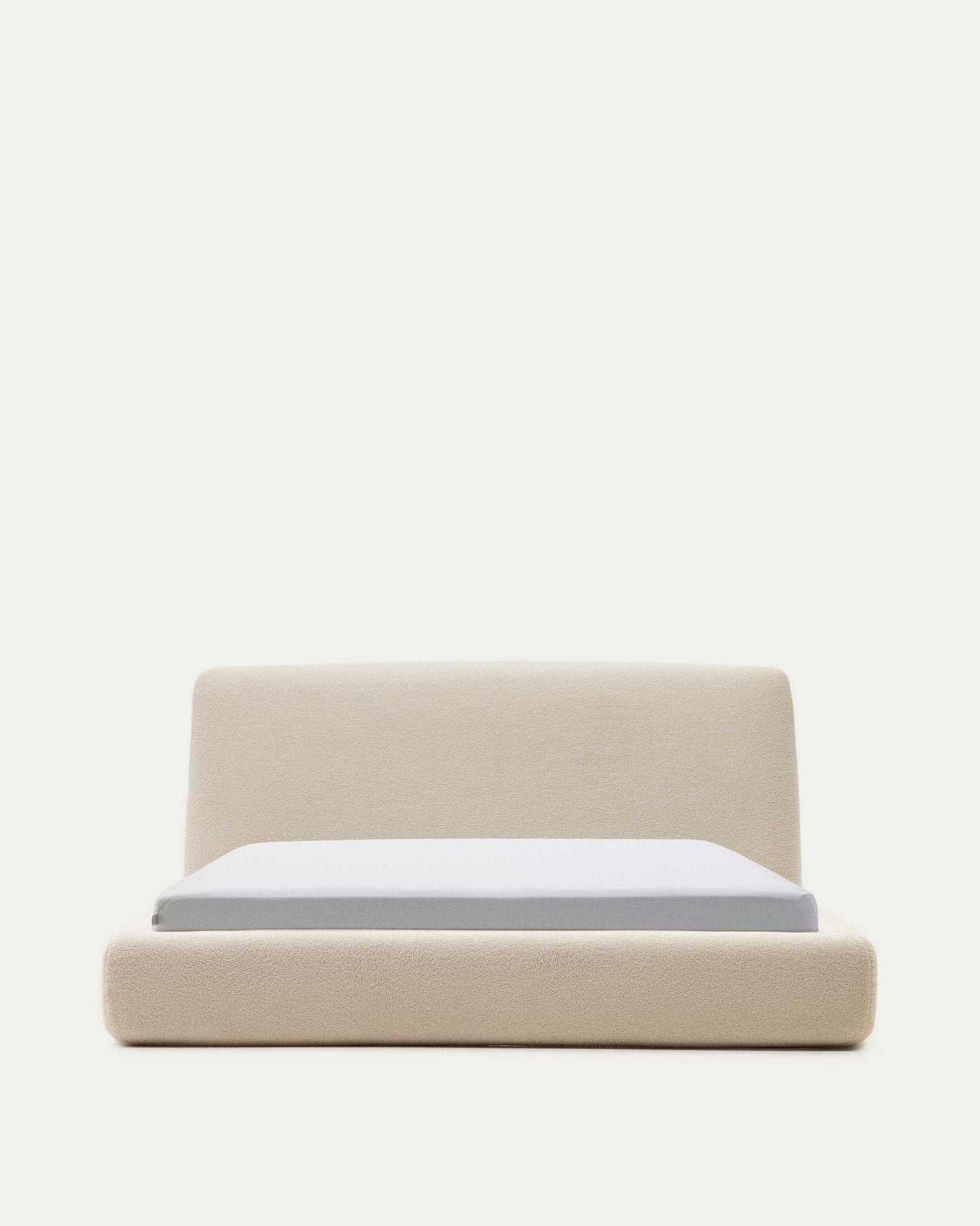 Letto sfoderabile Martina in tessuto bouclé écru per materasso da 160 x 200 cm