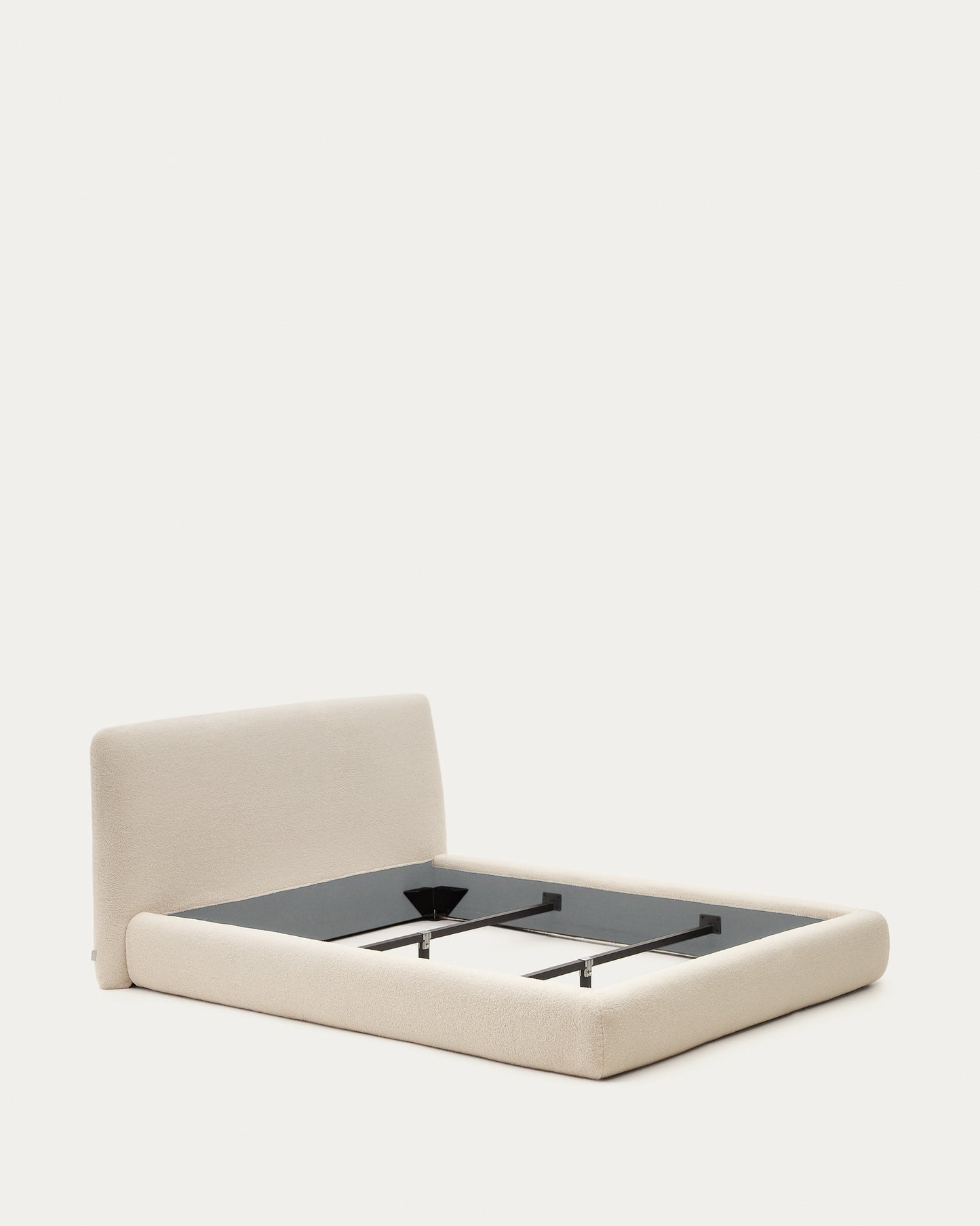 Letto sfoderabile Martina in tessuto bouclé écru per materasso da 160 x 200 cm