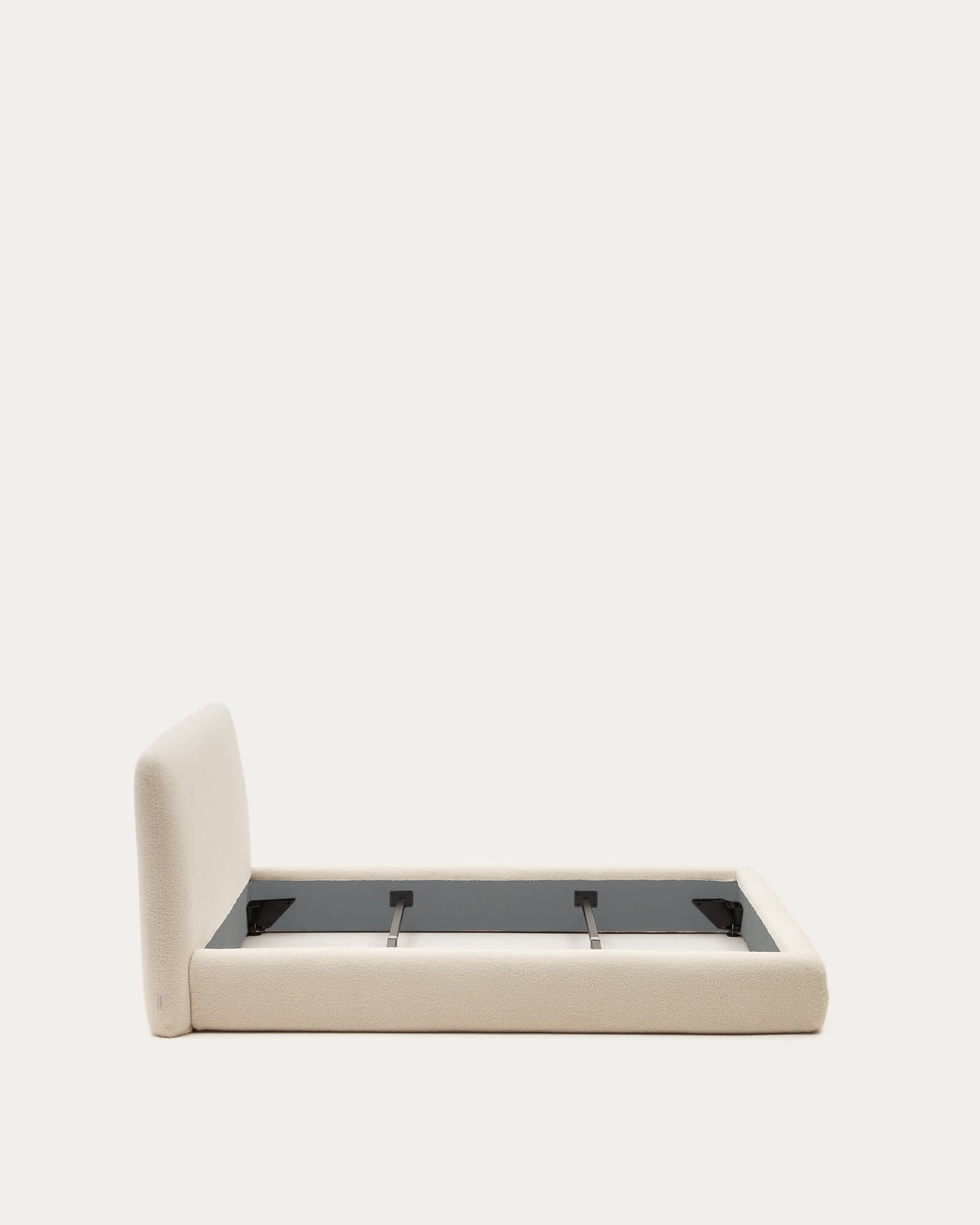 Letto sfoderabile Martina in tessuto bouclé écru per materasso da 160 x 200 cm