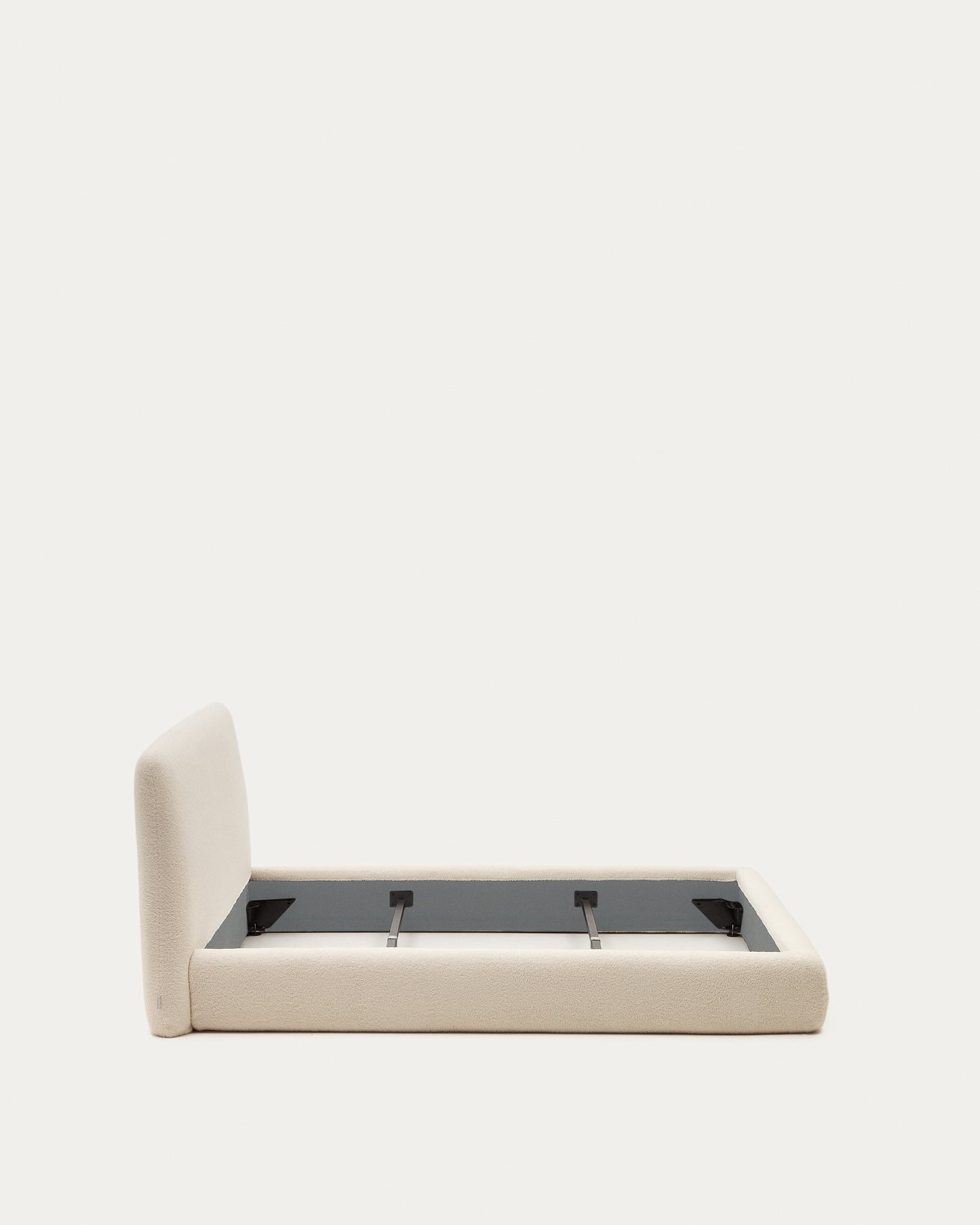 Letto sfoderabile Martina in tessuto bouclé écru per materasso da 160 x 200 cm