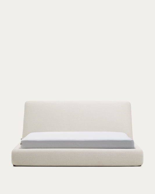 Letto sfoderabile Martina in ciniglia écru per materassi 180 x 200 cm
