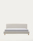 Letto sfoderabile Valma in ciniglia perla con piedi in legno massello di faggio per materasso 180 x 200 cm