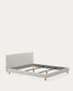 Letto sfoderabile Valma in ciniglia perla con piedi in legno massello di faggio per materasso 180 x 200 cm