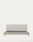 Letto sfoderabile Valma in ciniglia perla con piedi in legno massello di faggio per materasso 180 x 200 cm
