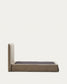 Letto sfoderabile Jaira in lino e cotone taupe per materasso da 90 x 200 cm