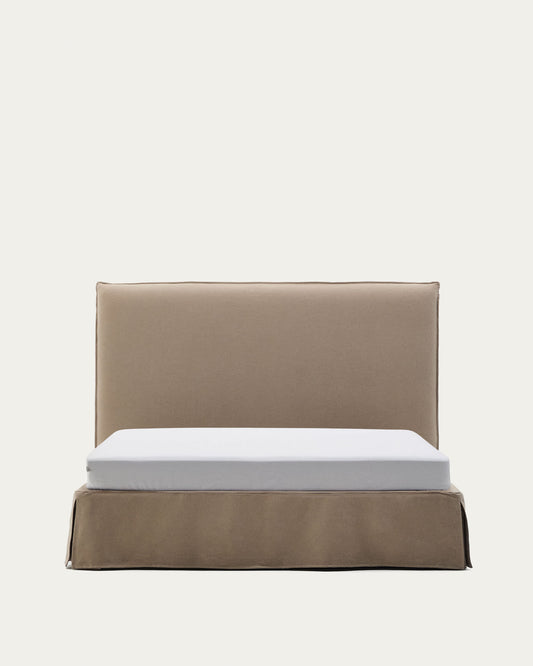 Letto sfoderabile Jaira in lino e cotone topo per materasso da 150 x 190 cm FSC Mix Credit