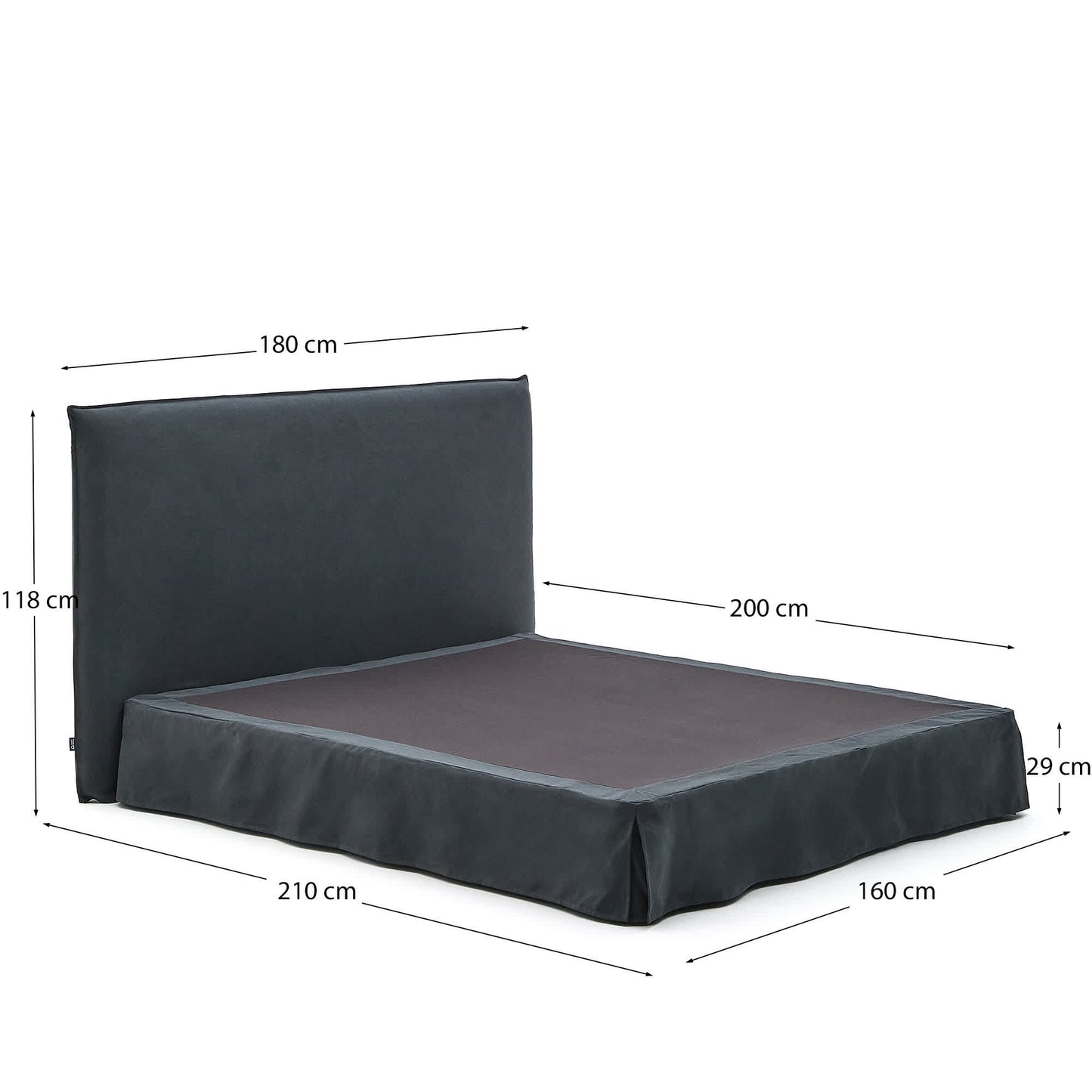Letto sfoderabile Jaira in lino e cotone grigio antracite per materasso da 160 x 200 cm FSC Mix Credit