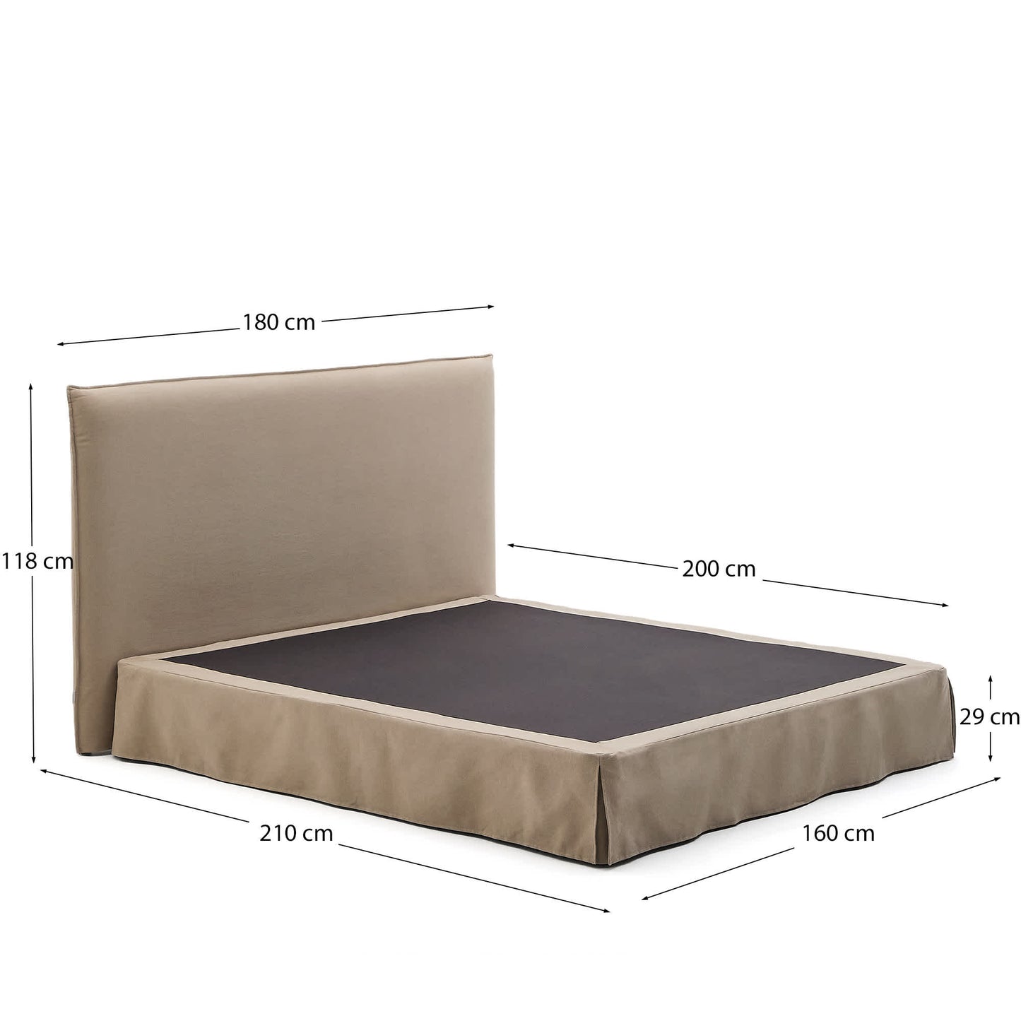 Letto sfoderabile Jaira in lino e cotone topo per materasso da 160 x 200 cm FSC Mix Credit