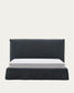 Letto sfoderabile Jaira in lino e cotone grigio antracite per materasso da 180 x 200 cm