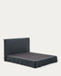 Letto sfoderabile Jaira in lino e cotone grigio antracite per materasso da 180 x 200 cm