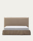 Letto sfoderabile Jaira in lino e cotone taupe per materasso da 180 x 200 cm