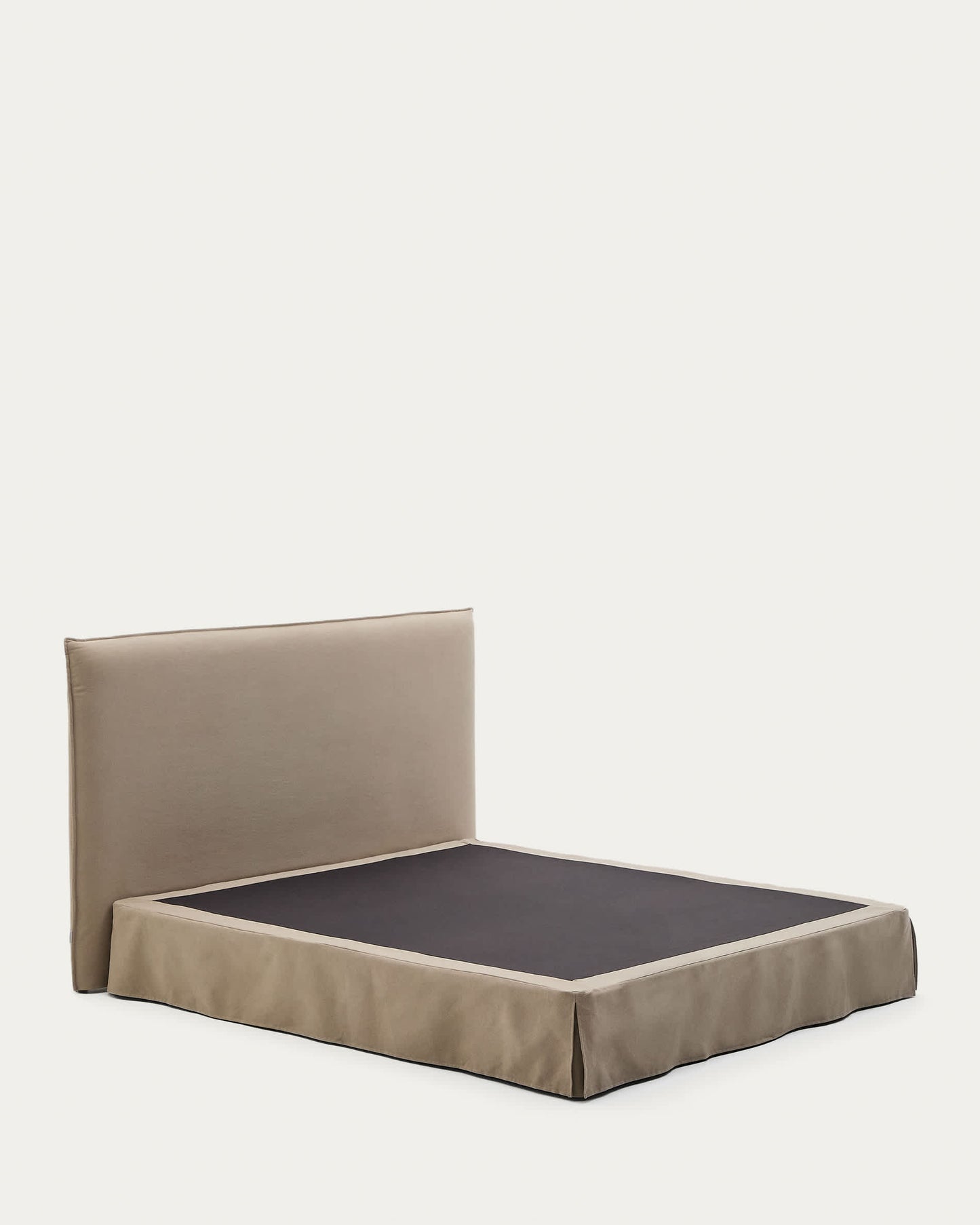 Letto sfoderabile Jaira in lino e cotone taupe per materasso da 180 x 200 cm
