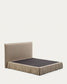 Letto sfoderabile Jaira in lino e cotone taupe per materasso da 180 x 200 cm