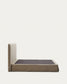 Letto sfoderabile Jaira in lino e cotone taupe per materasso da 180 x 200 cm