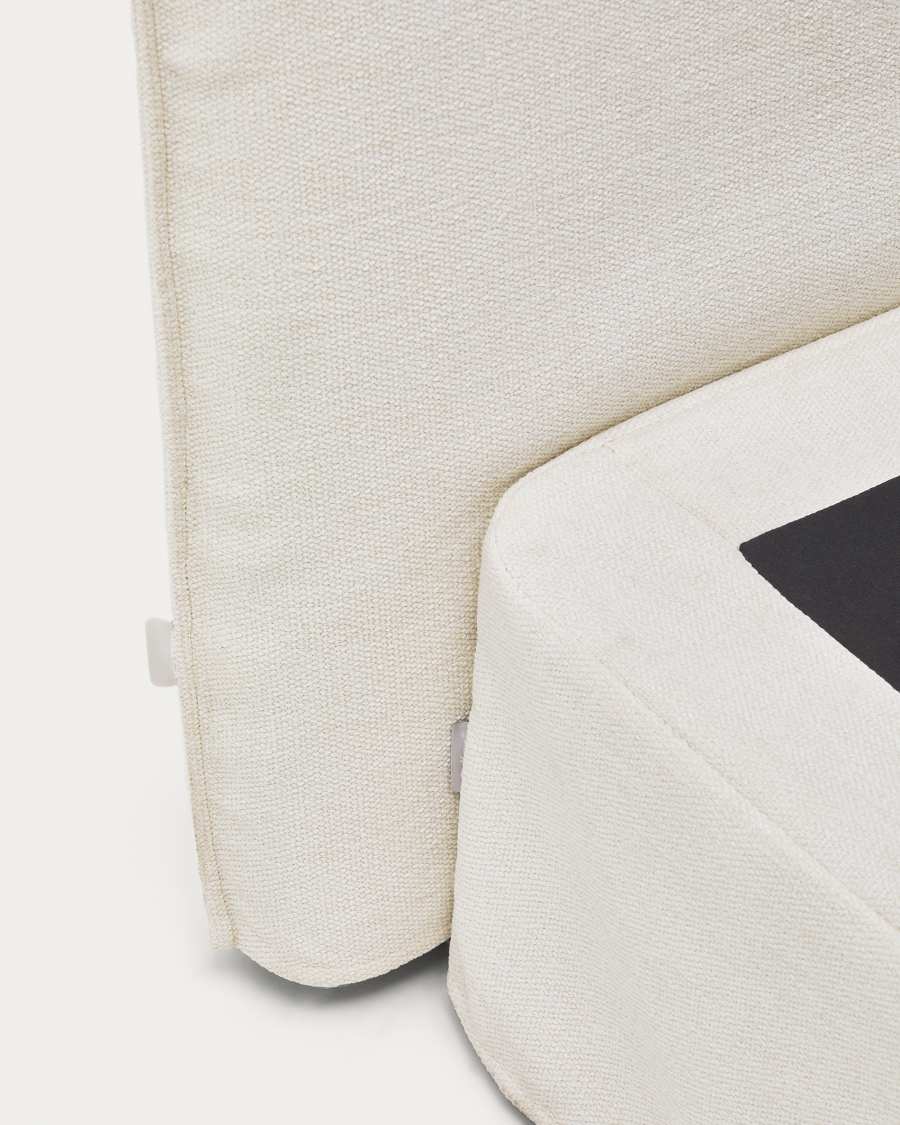 Testiera sfoderabile Jaira in ciniglia bianca per letto fino a 180 cm