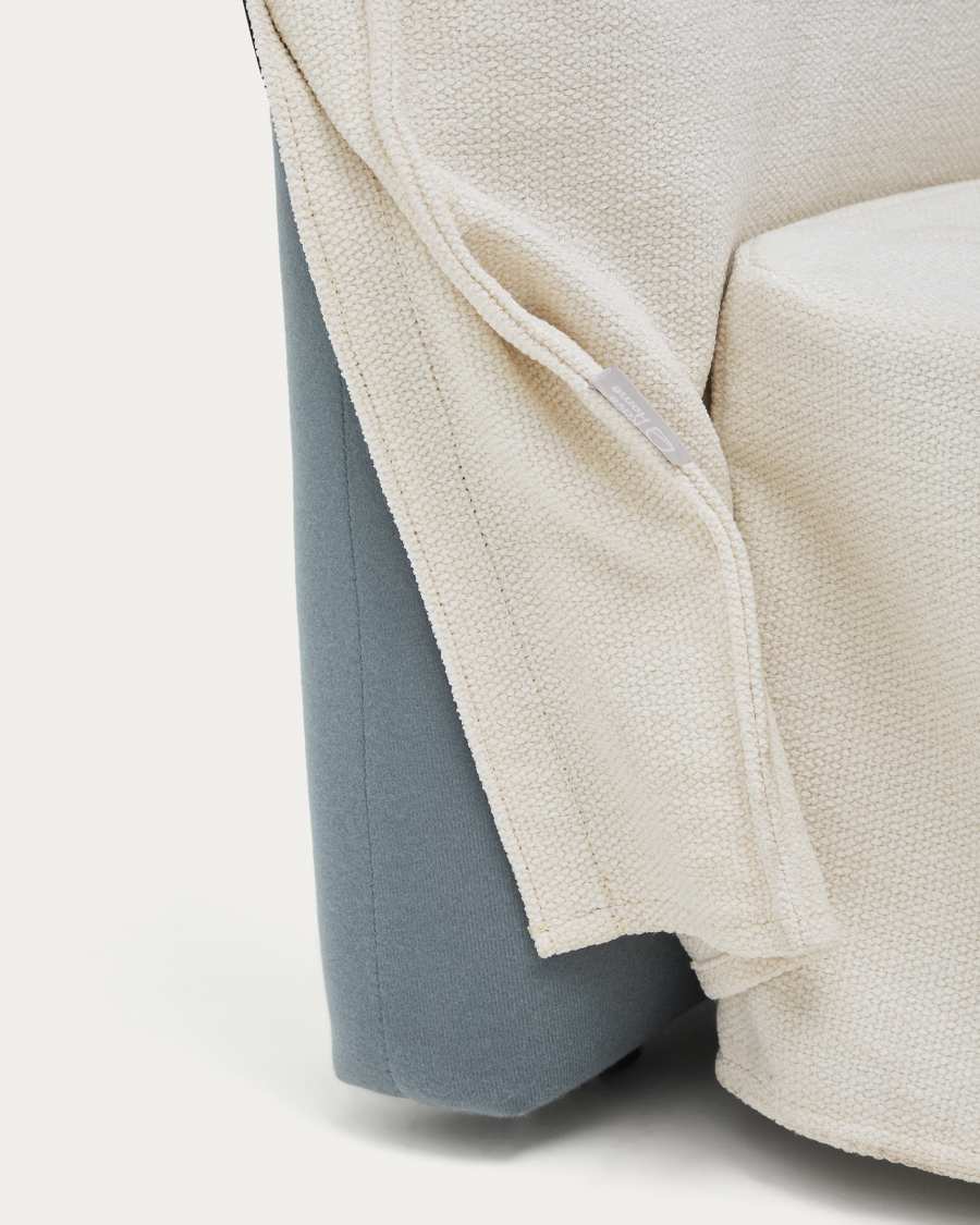 Testiera sfoderabile Jaira in ciniglia bianca per letto fino a 180 cm