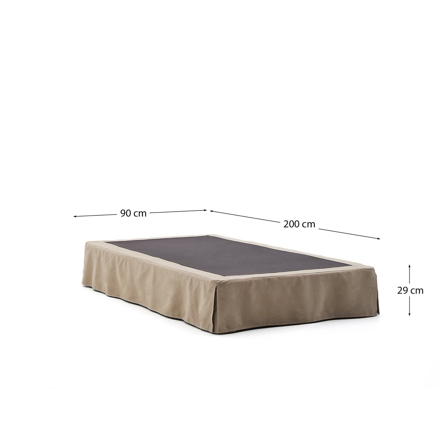 Base sfoderabile Jaira in lino e cotone topo per materasso da 90 x 200 cm