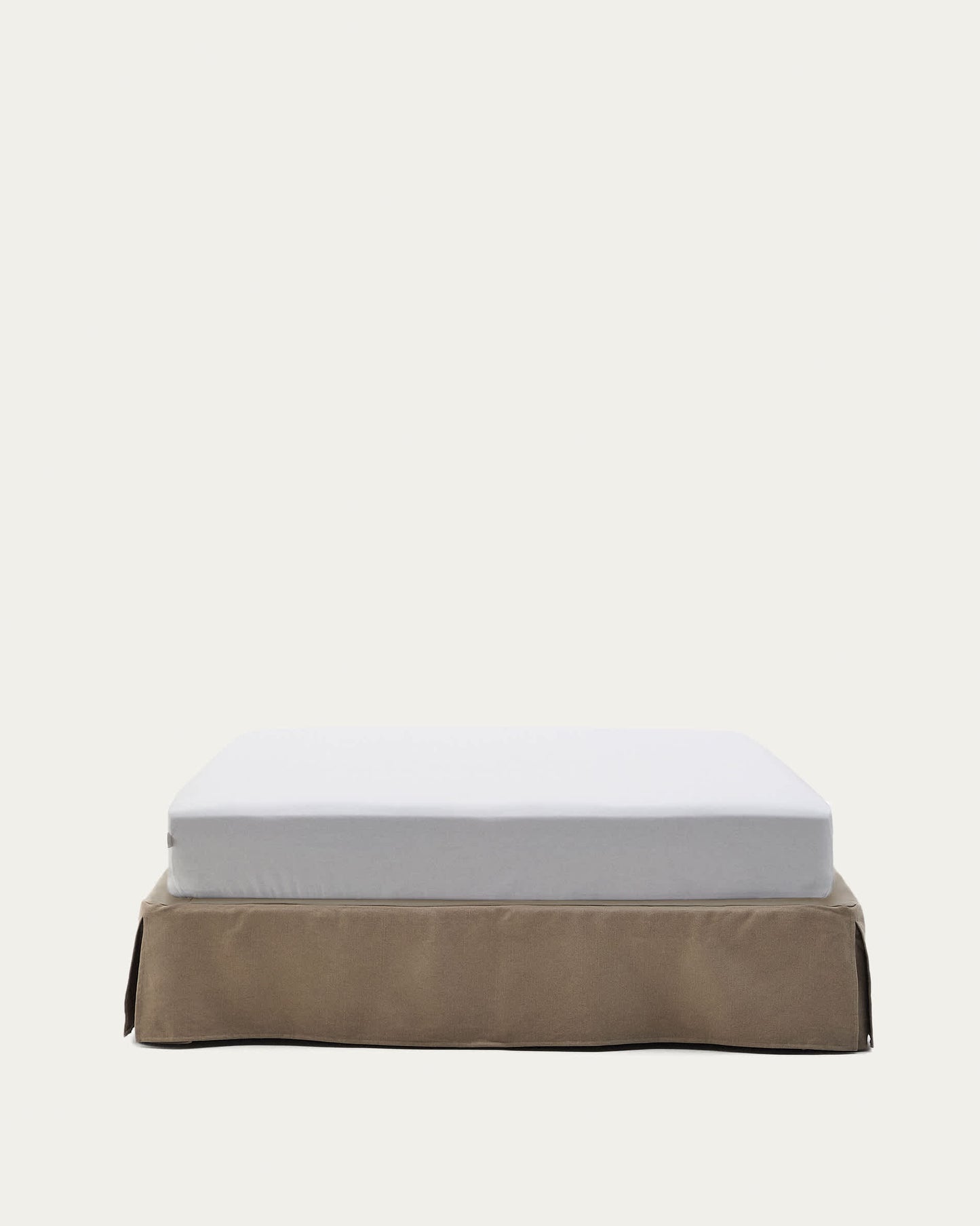 Base sfoderabile Jaira in lino e cotone topo per materasso da 150 x 190 cm