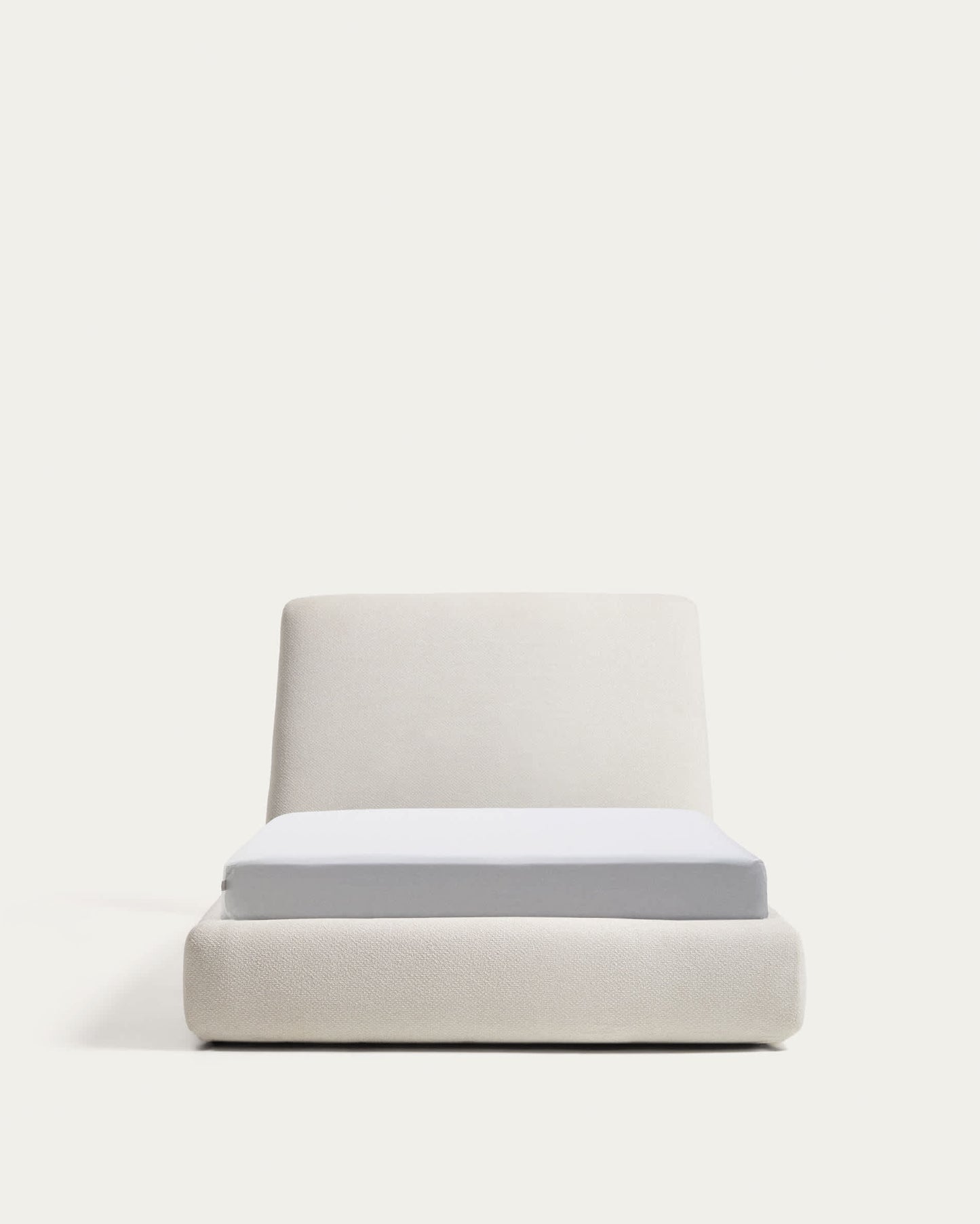 Letto sfoderabile con rete sollevabile Martina in ciniglia écru per materassi 90 x 200 cm