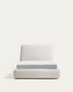 Letto sfoderabile con rete sollevabile Martina in ciniglia écru per materassi 90 x 200 cm