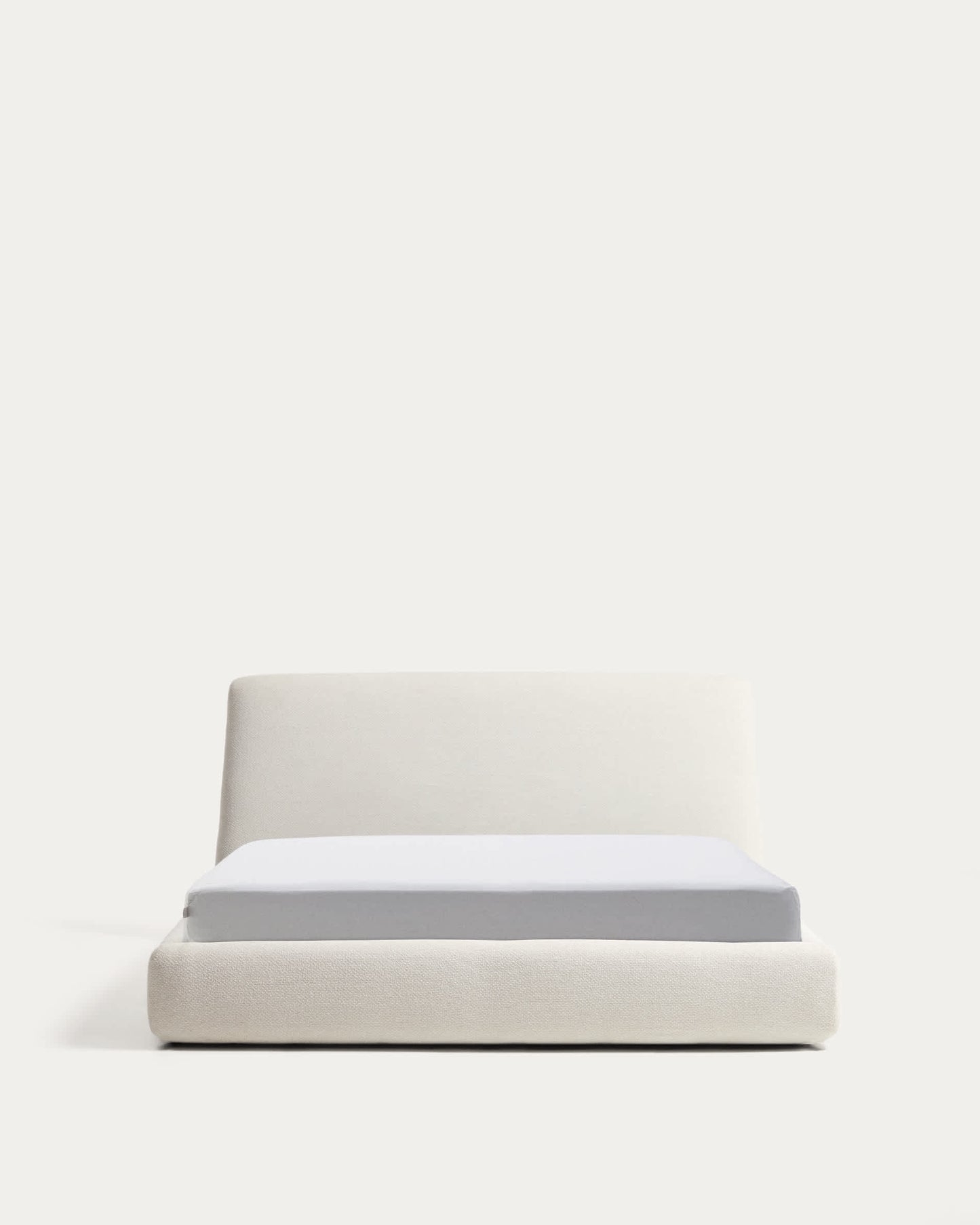 Letto sfoderabile con rete sollevabile Martina in ciniglia écru per materassi 160 x 200 cm