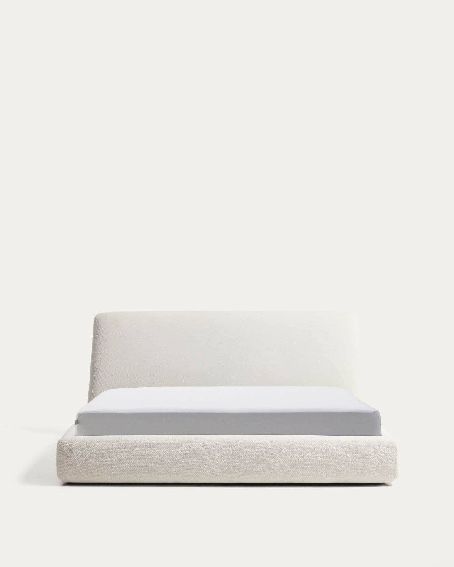 Letto sfoderabile con rete sollevabile Martina in ciniglia écru per materassi 180 x 200 cm