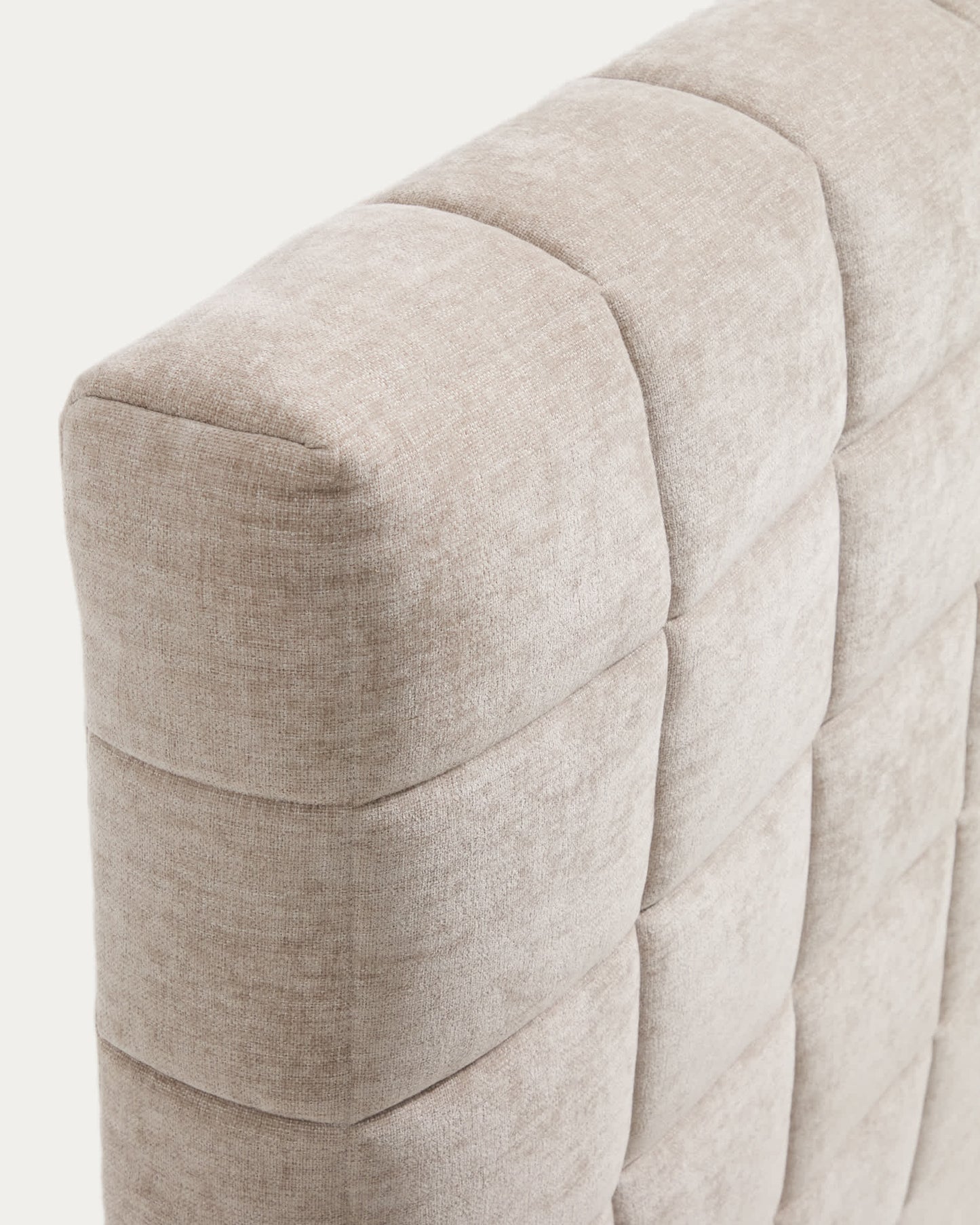 Letto sfoderabile Luiana in ciniglia beige per materasso da 160 x 200 cm