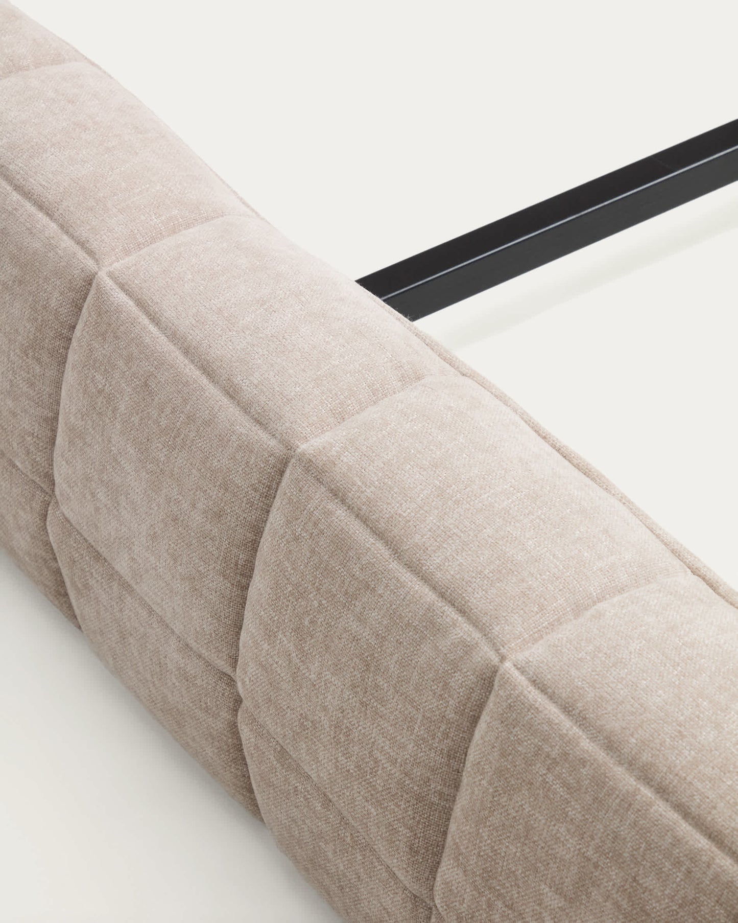 Letto sfoderabile Luiana in ciniglia beige per materasso da 160 x 200 cm